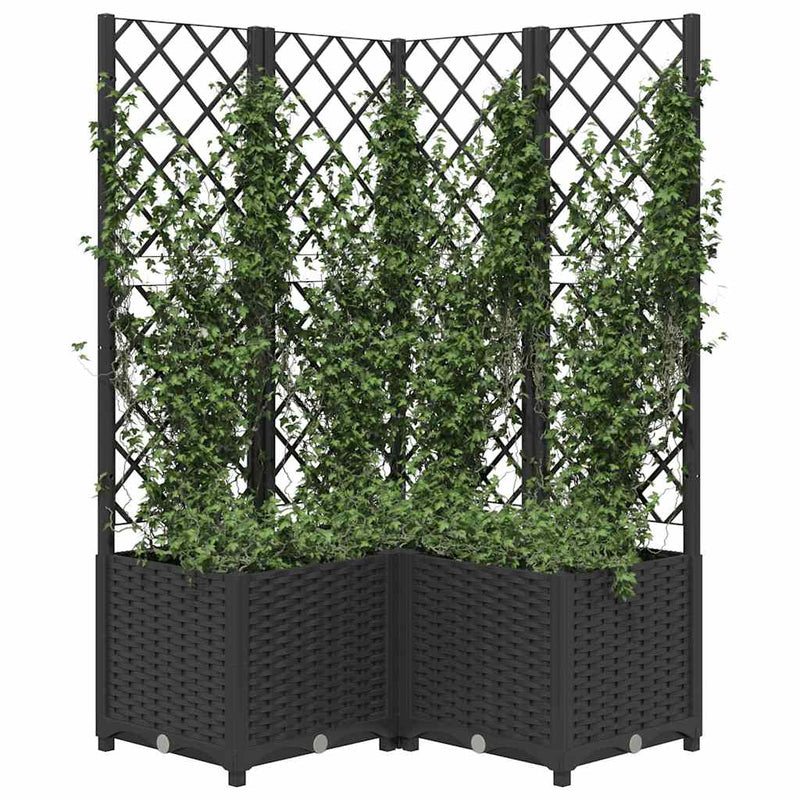 vidaXL fekete polipropilén rácsos kerti ültetőláda 80 x 80 x 136 cm