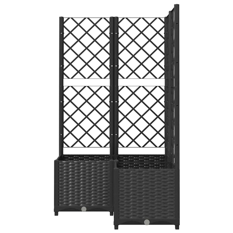 vidaXL fekete polipropilén rácsos kerti ültetőláda 80 x 80 x 136 cm