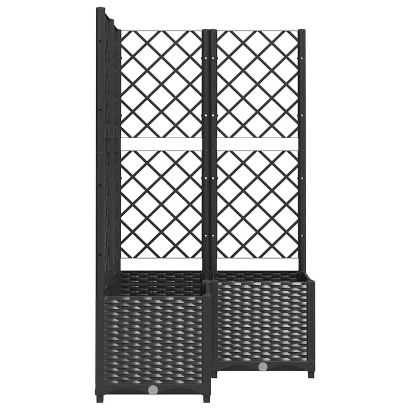 vidaXL fekete polipropilén rácsos kerti ültetőláda 80 x 80 x 136 cm