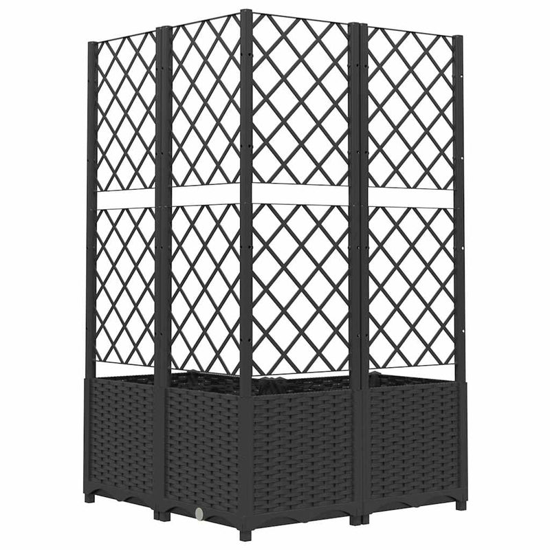 vidaXL fekete polipropilén rácsos kerti ültetőláda 80 x 80 x 136 cm