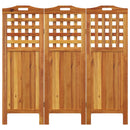 vidaXL 3 paneles tömör akácfa térelválasztó 121,5 x 2 x 115 cm