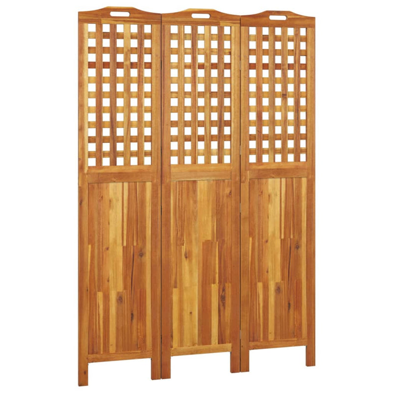 vidaXL 3 paneles tömör akácfa térelválasztó 121,5x2x180 cm