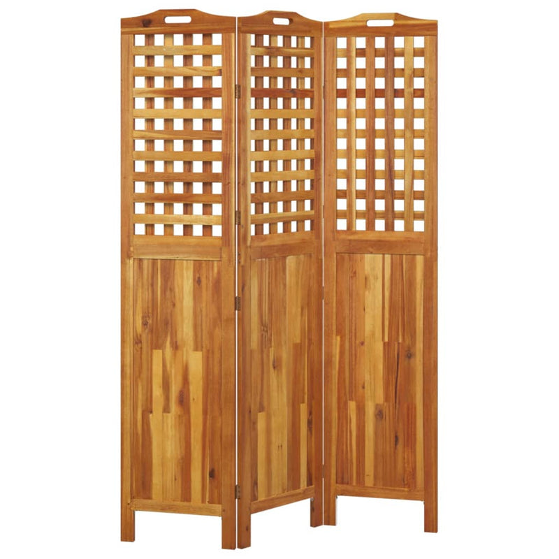 vidaXL 3 paneles tömör akácfa térelválasztó 121,5x2x180 cm