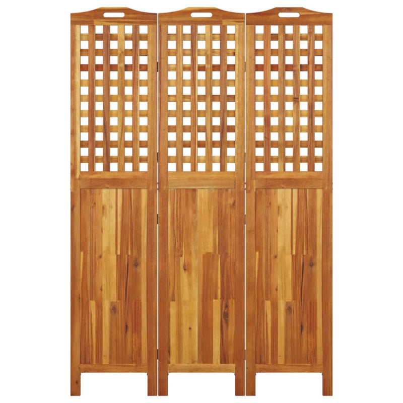 vidaXL 3 paneles tömör akácfa térelválasztó 121,5x2x180 cm