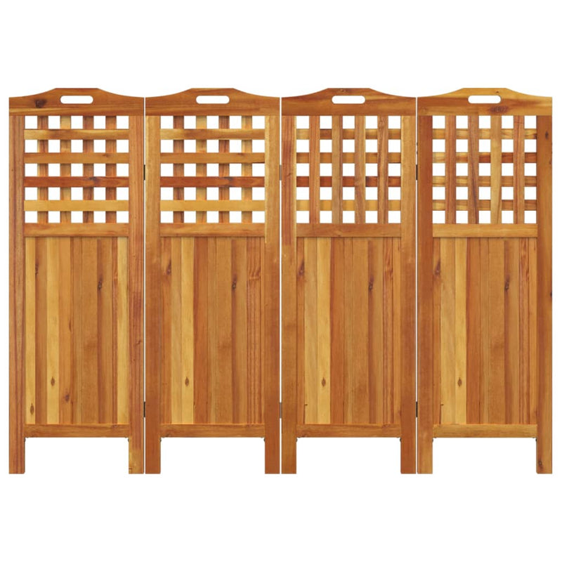 vidaXL 4 paneles tömör akácfa térelválasztó 162x2x115 cm