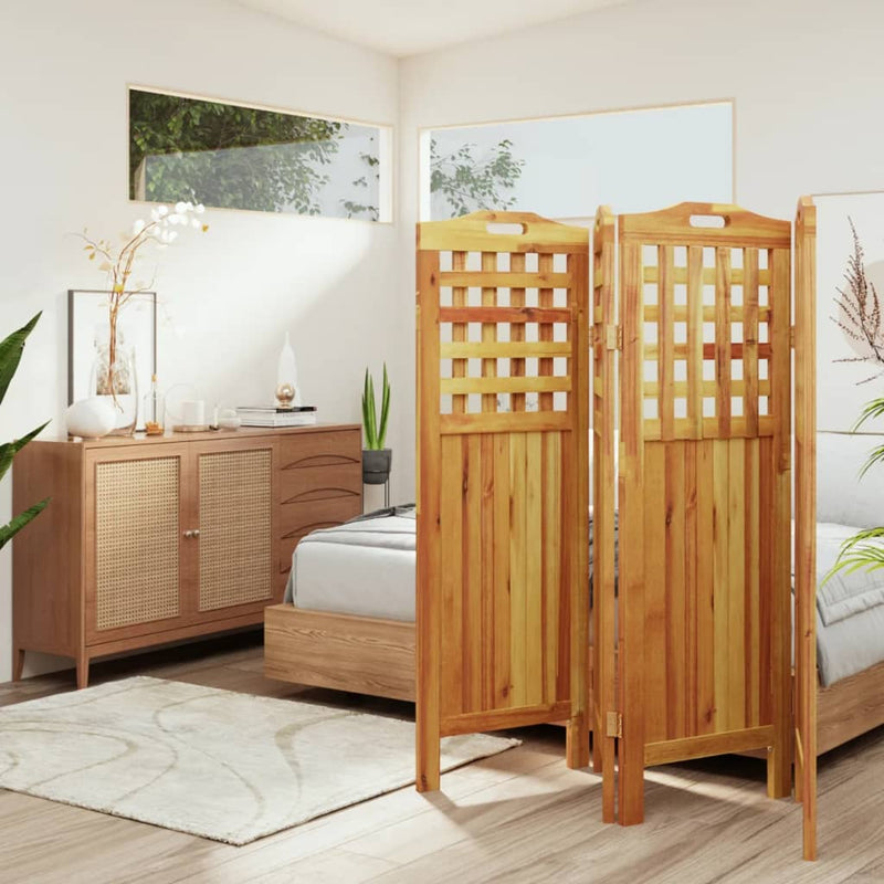 vidaXL 4 paneles tömör akácfa térelválasztó 162x2x115 cm