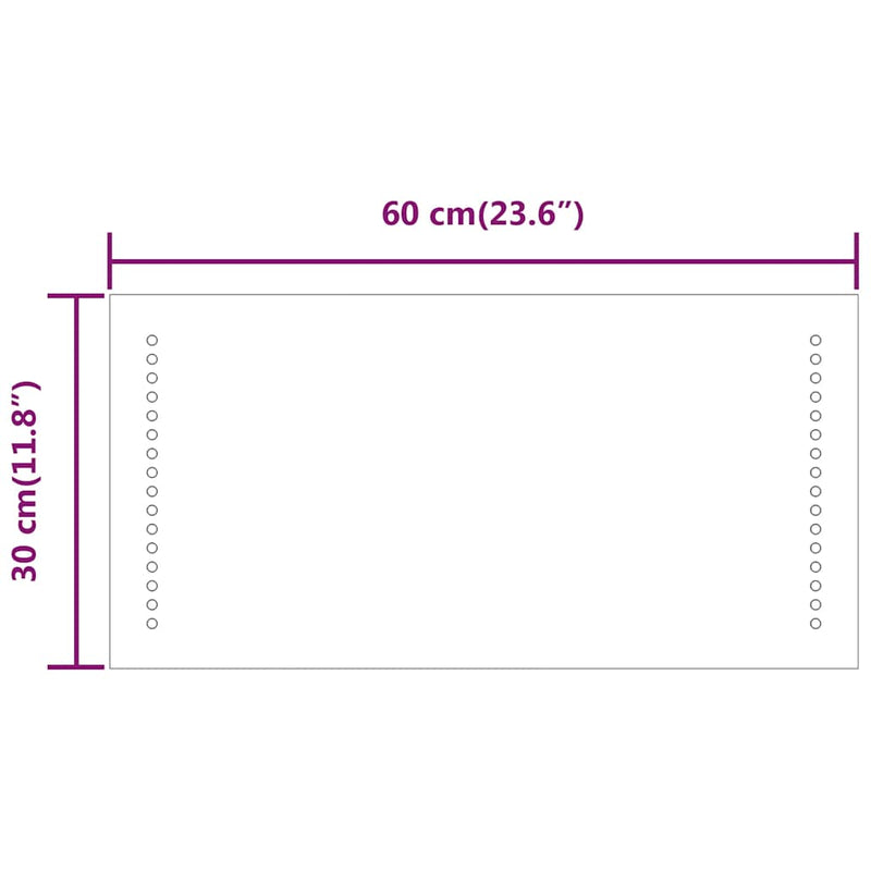 vidaXL LED-es fürdőszobatükör 60x30 cm