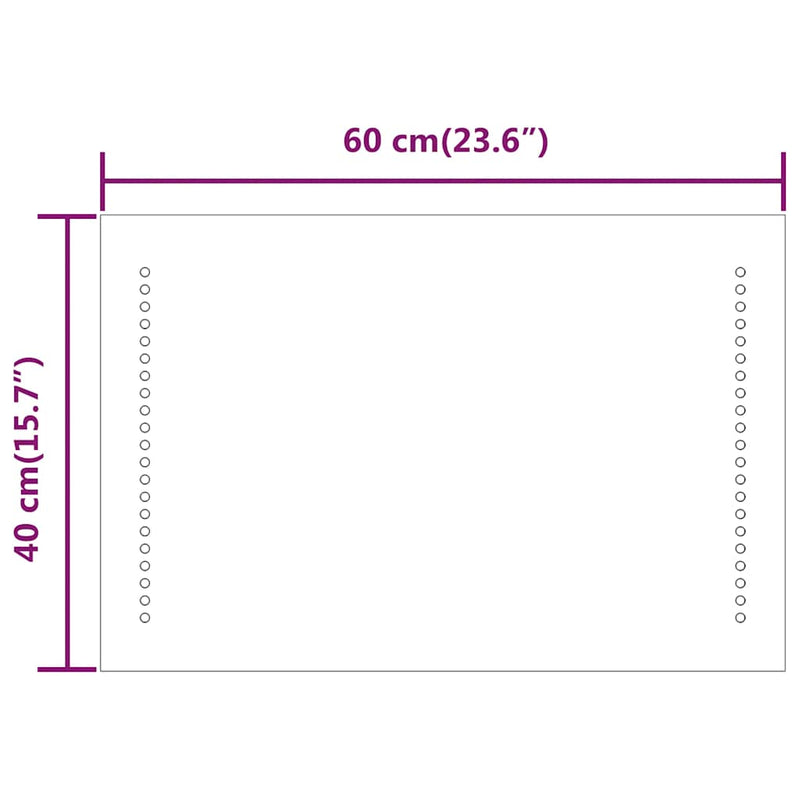 vidaXL LED-es fürdőszobatükör 60x40 cm