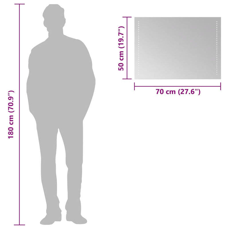 vidaXL LED-es fürdőszobatükör 70x50 cm