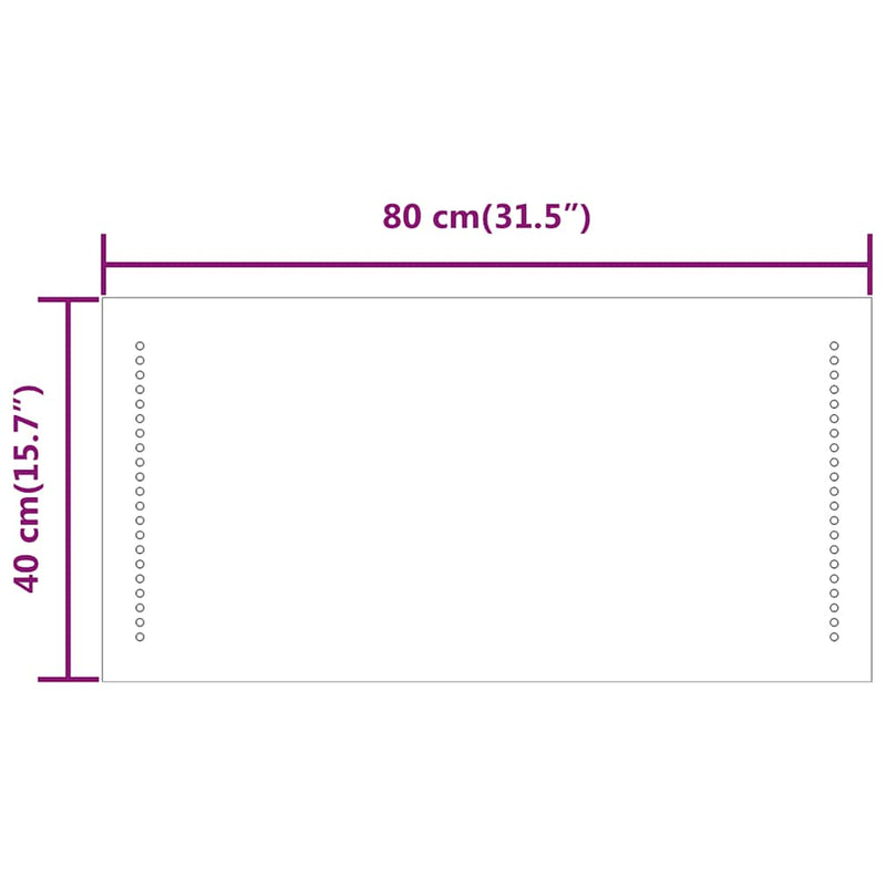 vidaXL LED-es fürdőszobatükör 80 x 40 cm