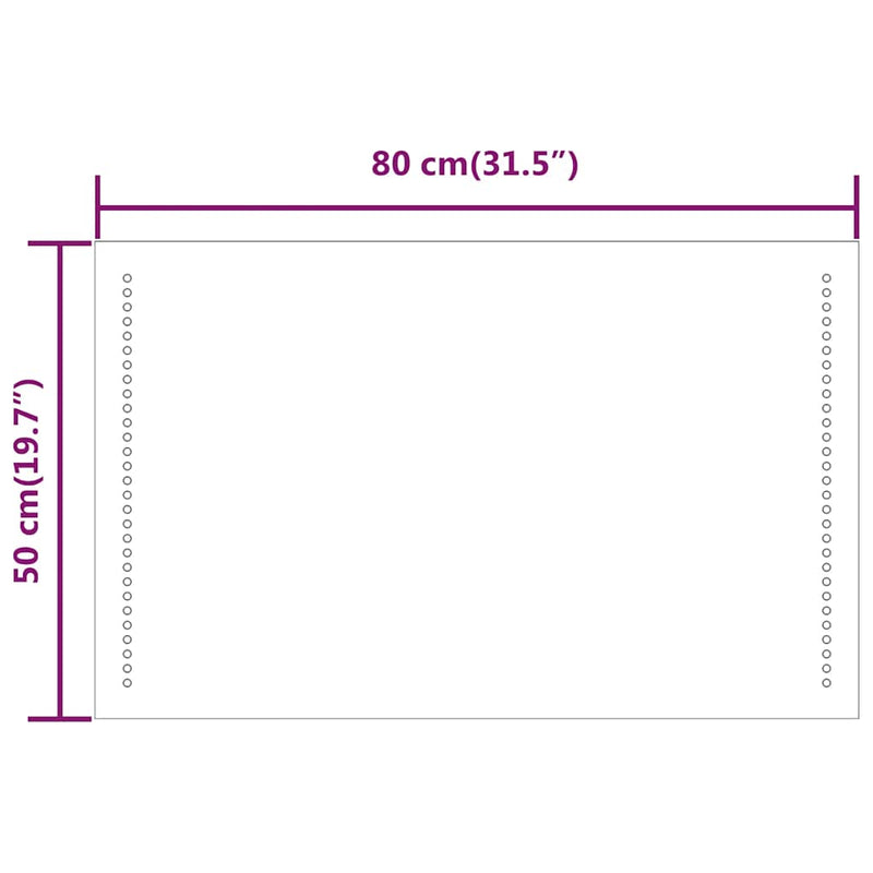 vidaXL LED-es fürdőszobatükör 80 x 50 cm