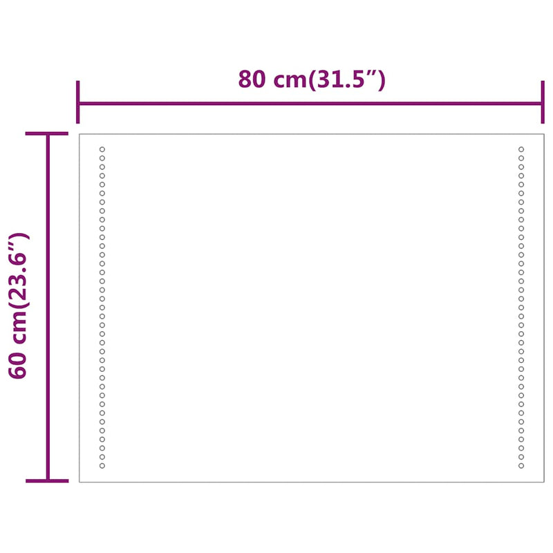 vidaXL LED-es fürdőszobatükör 80x60 cm