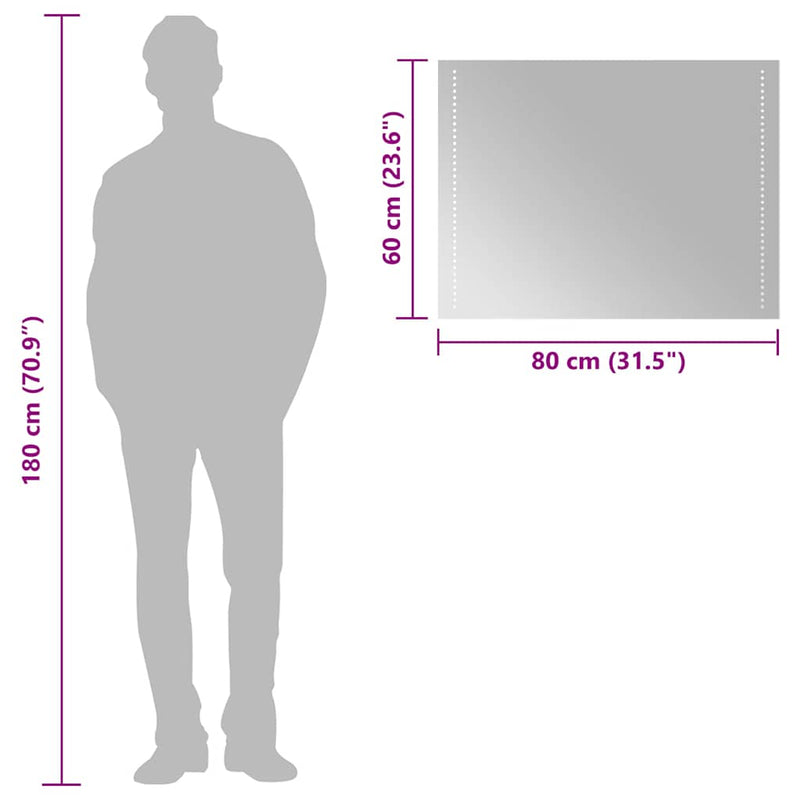 vidaXL LED-es fürdőszobatükör 80x60 cm