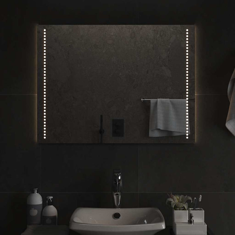 vidaXL LED-es fürdőszobatükör 80x60 cm