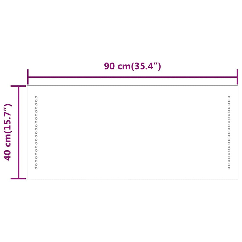 vidaXL LED-es fürdőszobatükör 90x40 cm