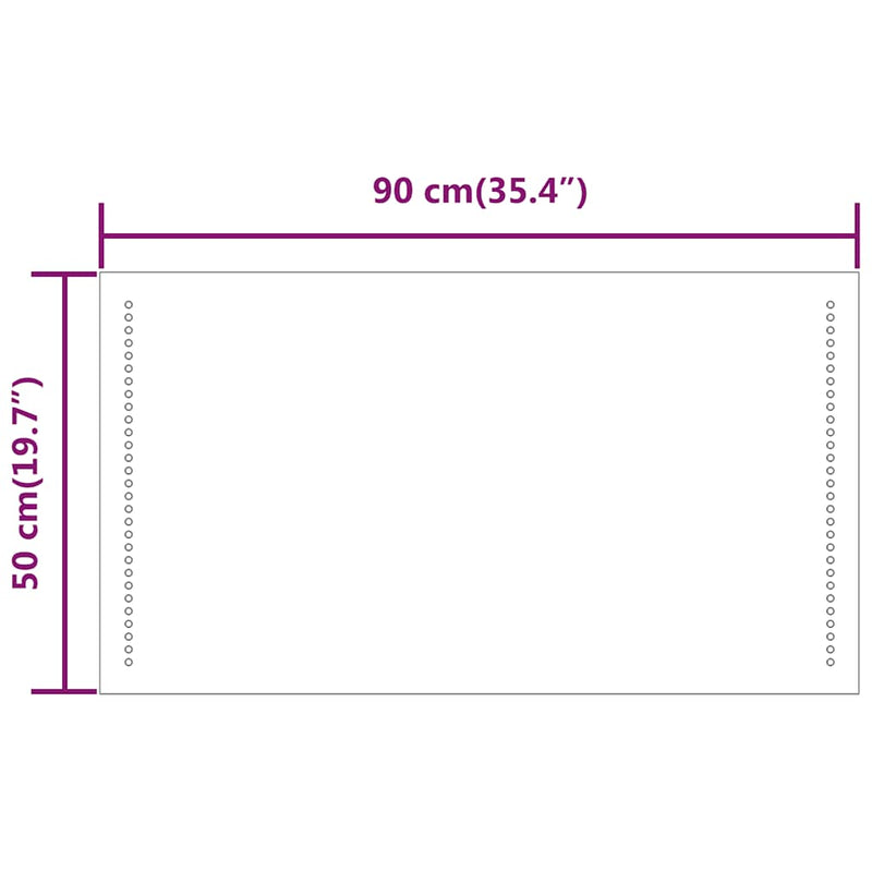 vidaXL LED-es fürdőszobatükör 90x50 cm