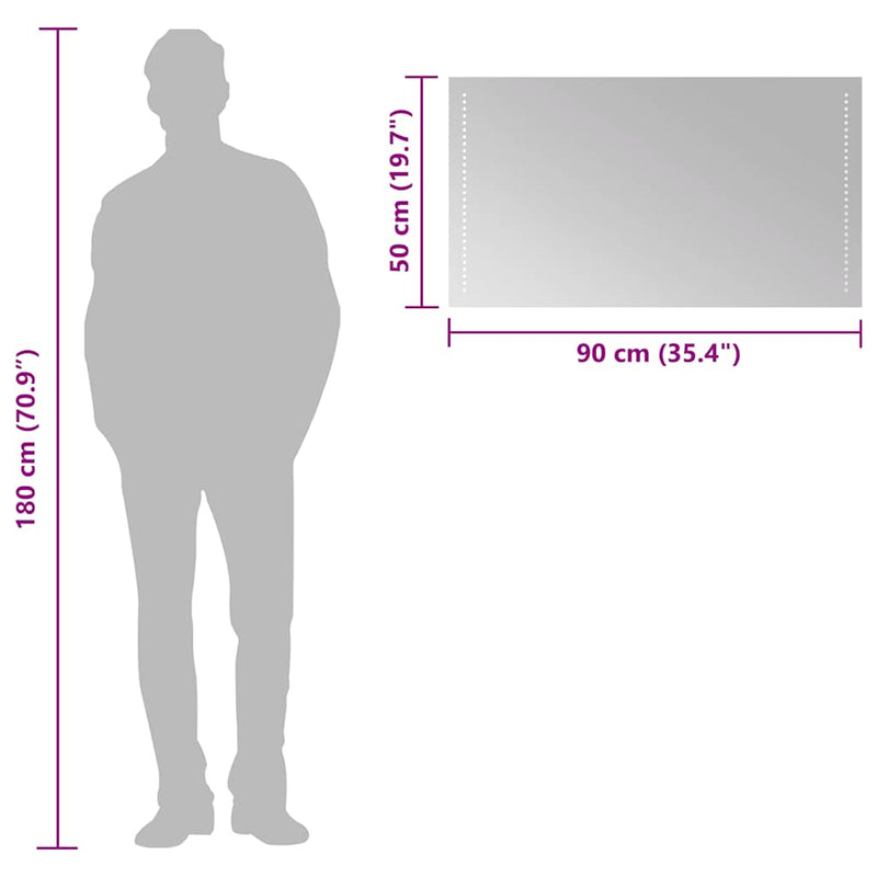 vidaXL LED-es fürdőszobatükör 90x50 cm