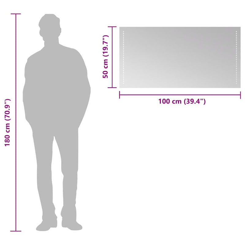 vidaXL LED-es fürdőszobatükör 100x50 cm