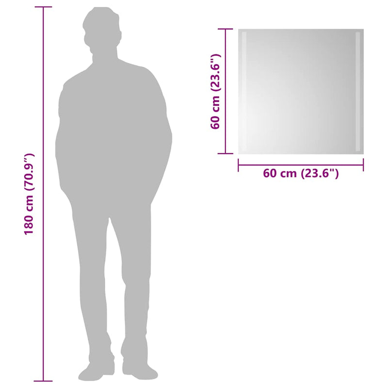 vidaXL LED-es fürdőszobatükör 60x60 cm