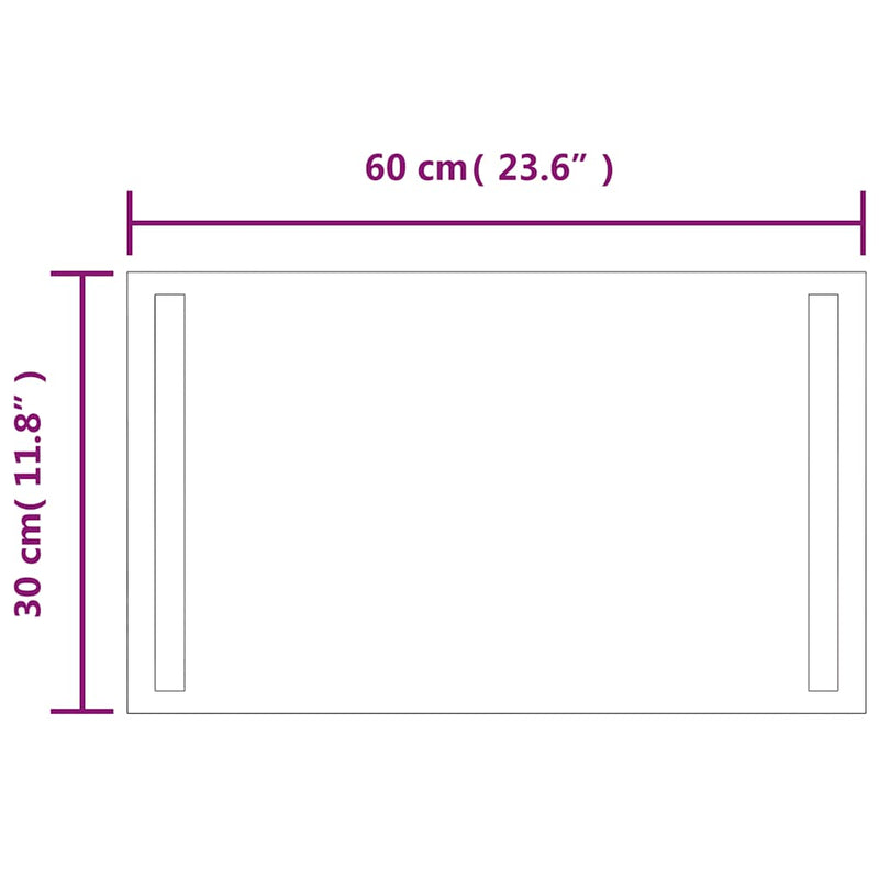 vidaXL LED-es fürdőszobatükör 60x30 cm