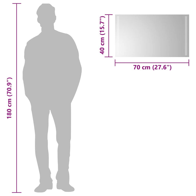 vidaXL LED-es fürdőszobatükör 70x40 cm
