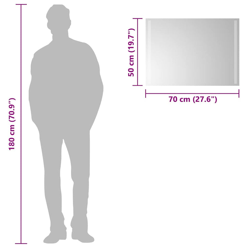 vidaXL LED-es fürdőszobatükör 70x50 cm