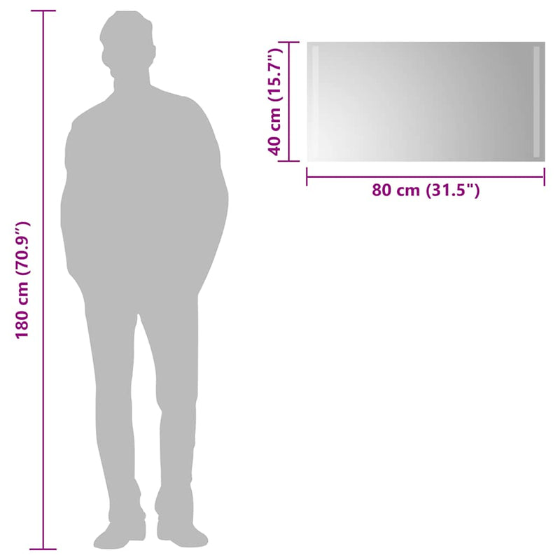 vidaXL LED-es fürdőszobatükör 80 x 40 cm