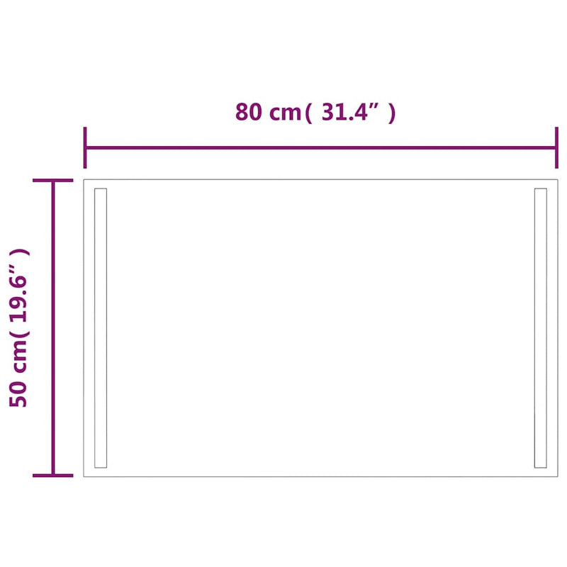 vidaXL LED-es fürdőszobatükör 80 x 50 cm