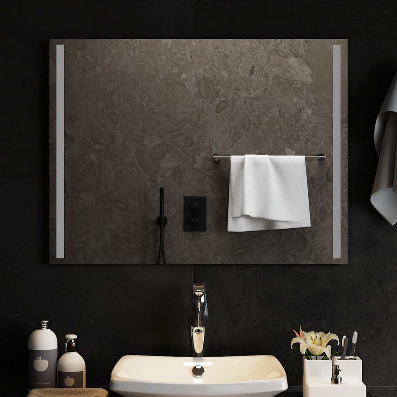 vidaXL LED-es fürdőszobatükör 80x60 cm