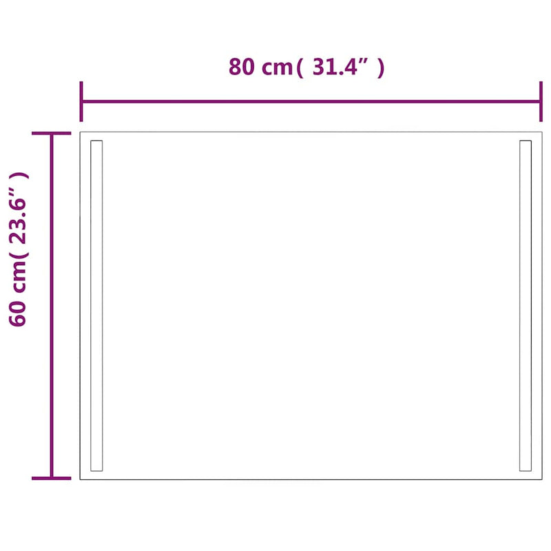 vidaXL LED-es fürdőszobatükör 80x60 cm