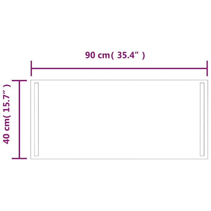 vidaXL LED-es fürdőszobatükör 90x40 cm