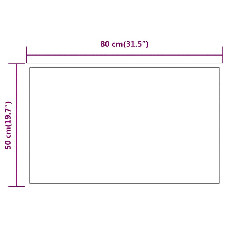 vidaXL LED-es fürdőszobatükör 80 x 50 cm