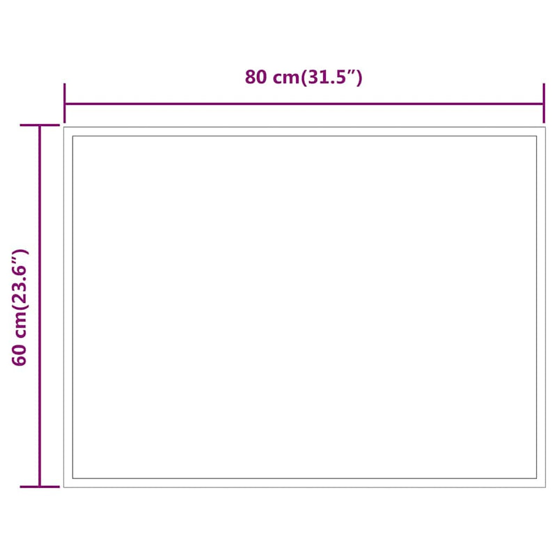 vidaXL LED-es fürdőszobatükör 80x60 cm