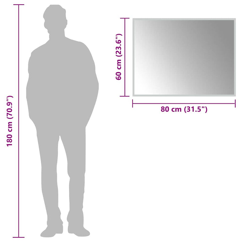 vidaXL LED-es fürdőszobatükör 80x60 cm