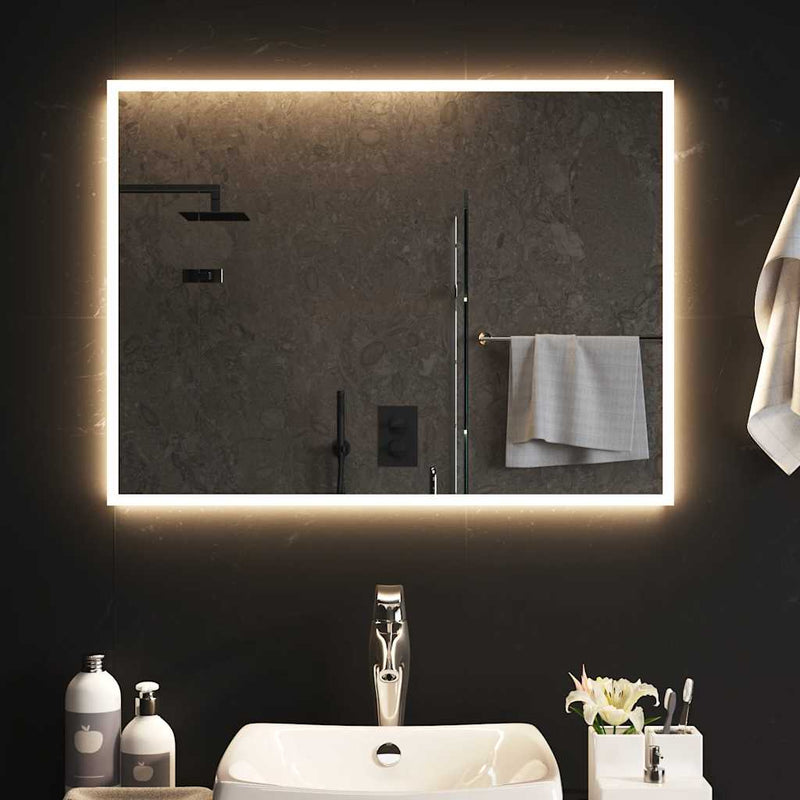 vidaXL LED-es fürdőszobatükör 80x60 cm