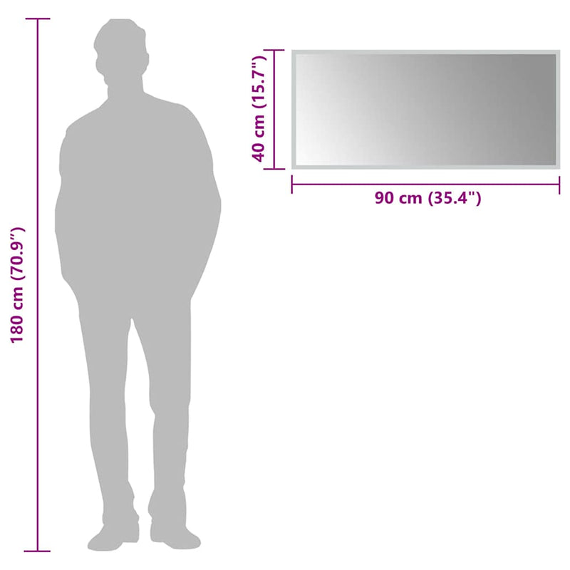vidaXL LED-es fürdőszobatükör 90x40 cm