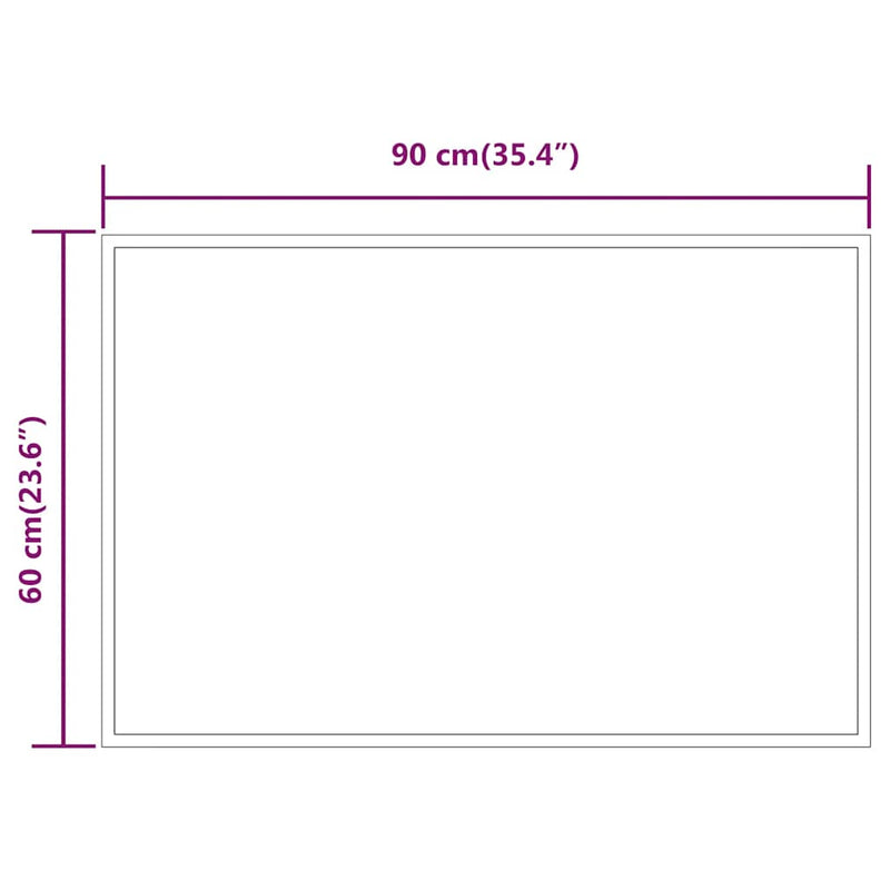 vidaXL LED-es fürdőszobatükör 90x60 cm