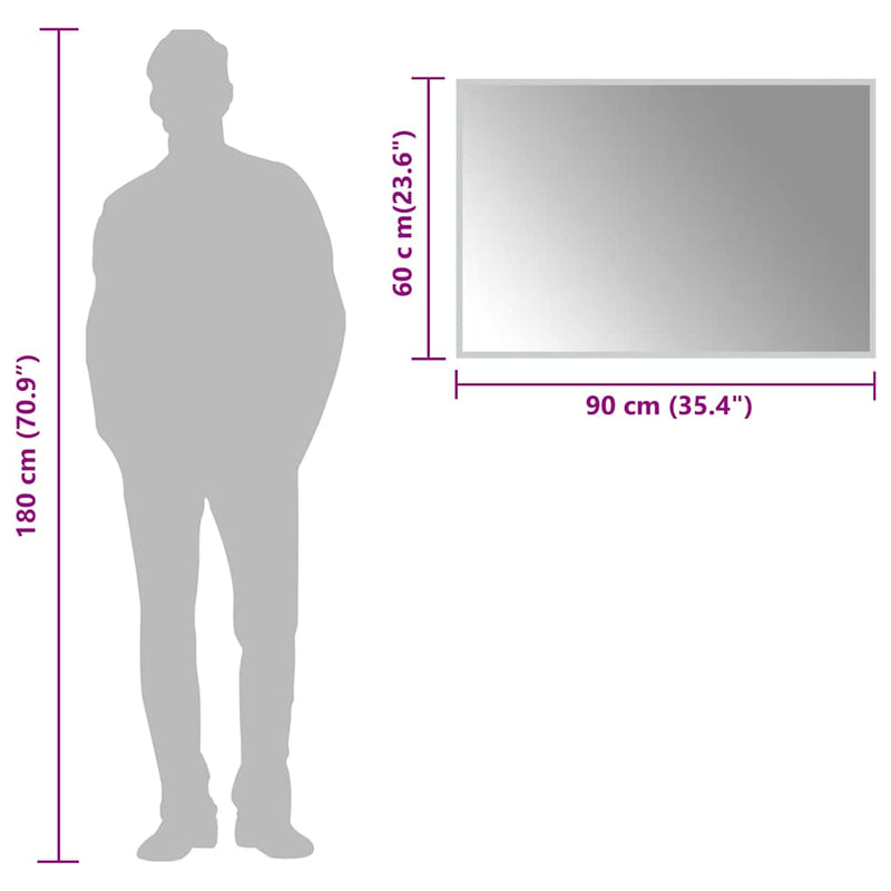 vidaXL LED-es fürdőszobatükör 90x60 cm