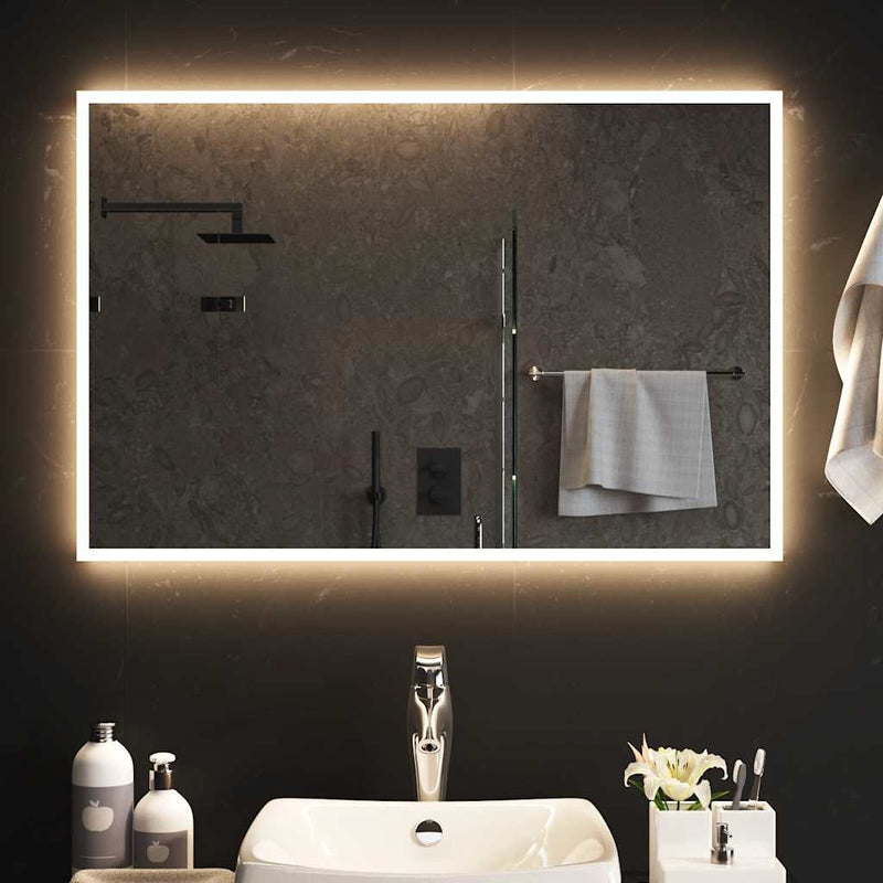 vidaXL LED-es fürdőszobatükör 90x60 cm