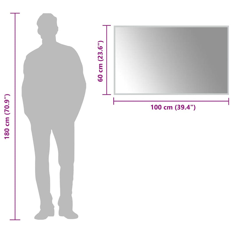 vidaXL LED-es fürdőszobatükör 100x60 cm