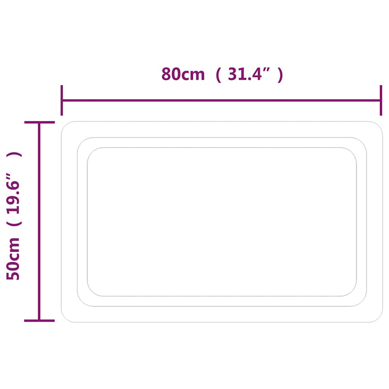 vidaXL LED-es fürdőszobatükör 80 x 50 cm