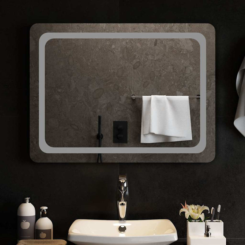 vidaXL LED-es fürdőszobatükör 80x60 cm