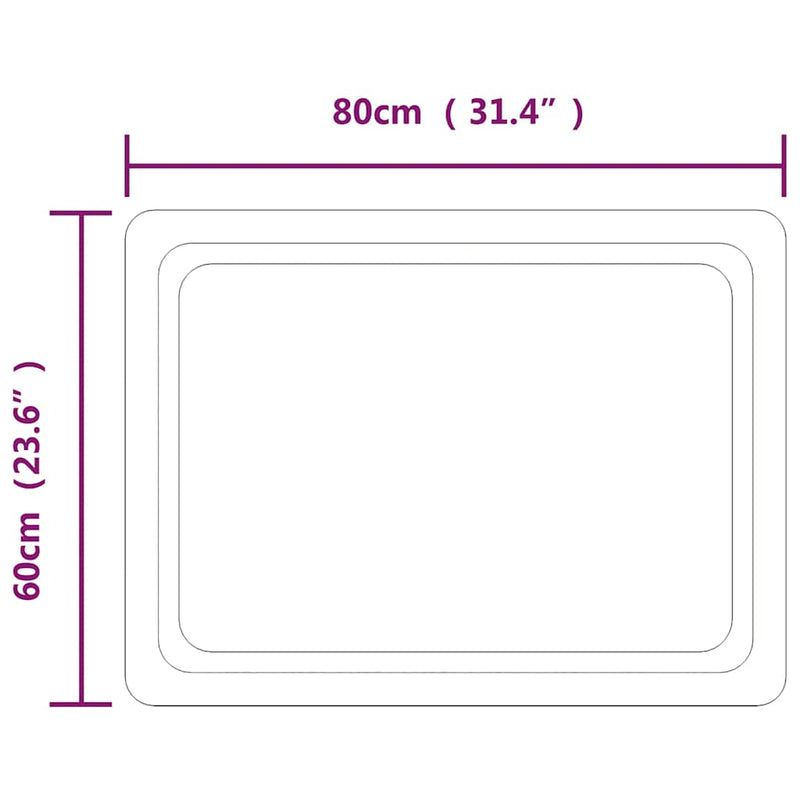 vidaXL LED-es fürdőszobatükör 80x60 cm