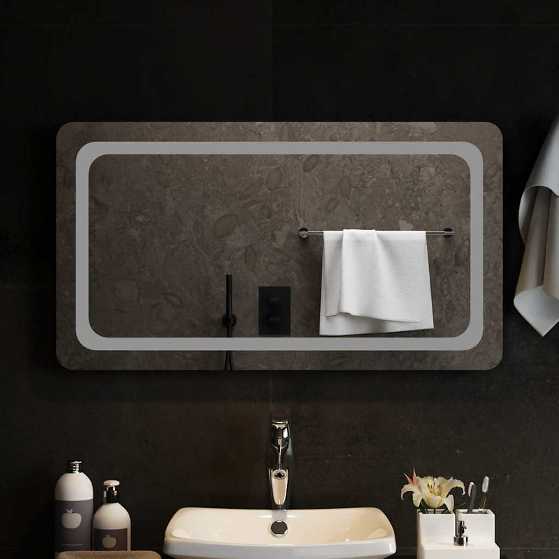 vidaXL LED-es fürdőszobatükör 90x50 cm