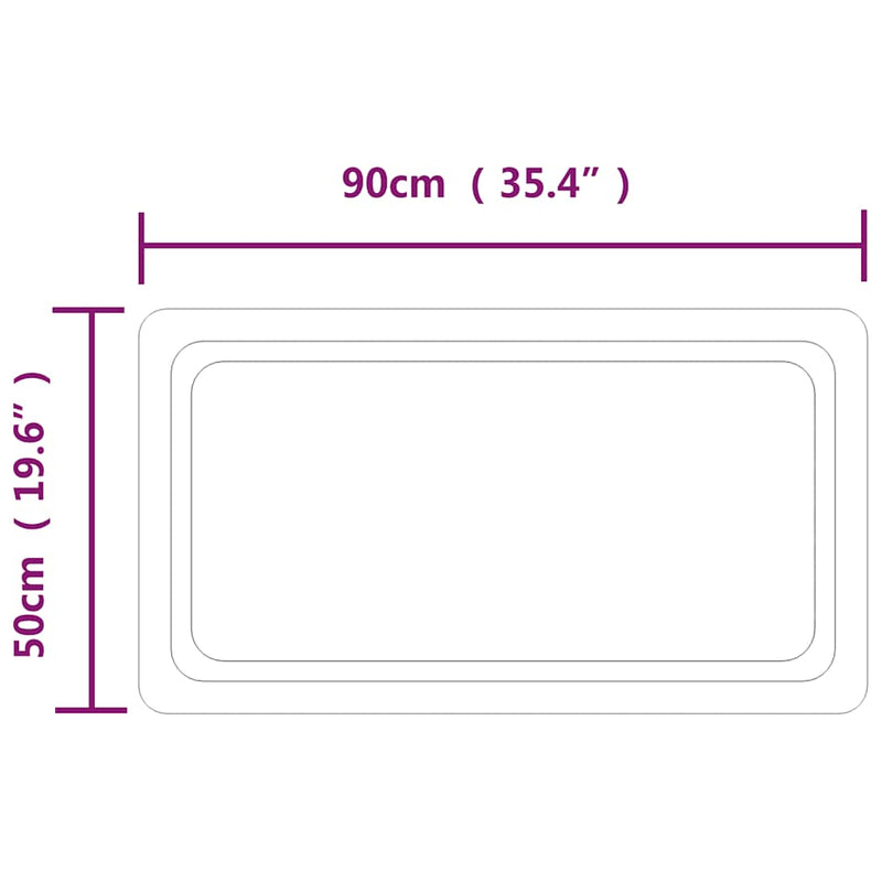 vidaXL LED-es fürdőszobatükör 90x50 cm