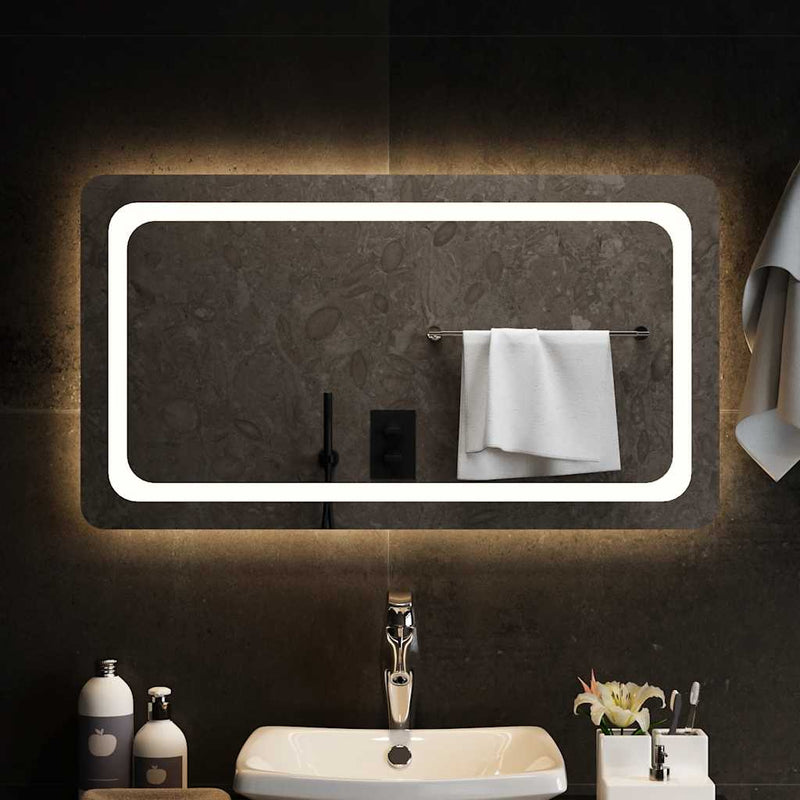 vidaXL LED-es fürdőszobatükör 90x50 cm