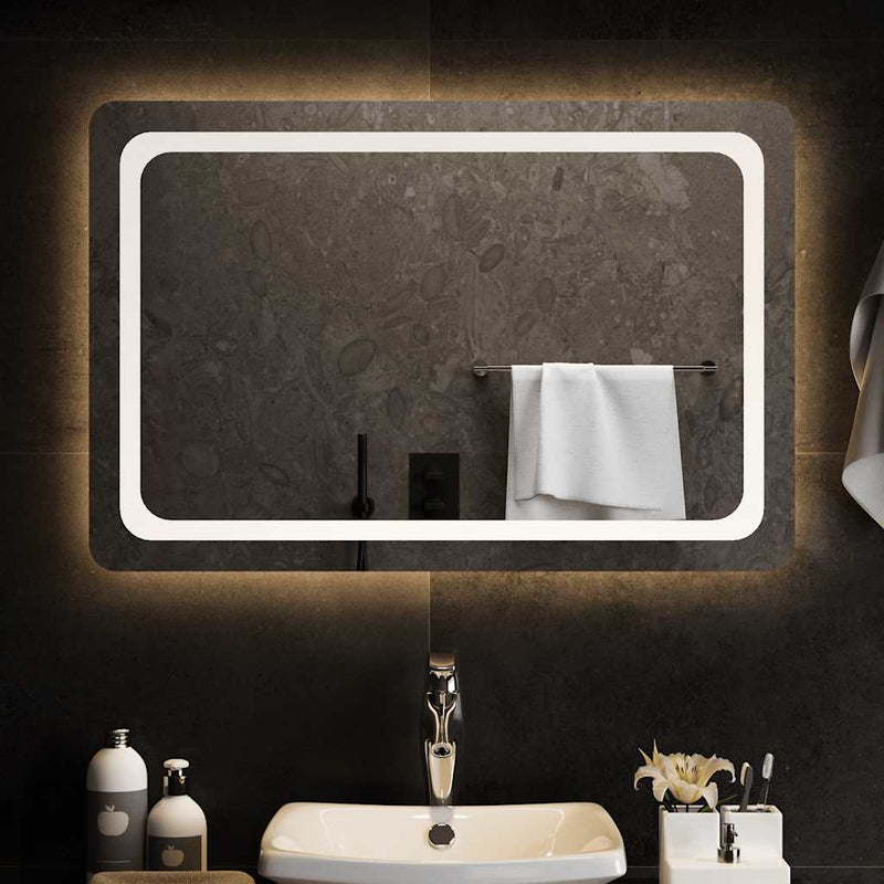 vidaXL LED-es fürdőszobatükör 90x60 cm
