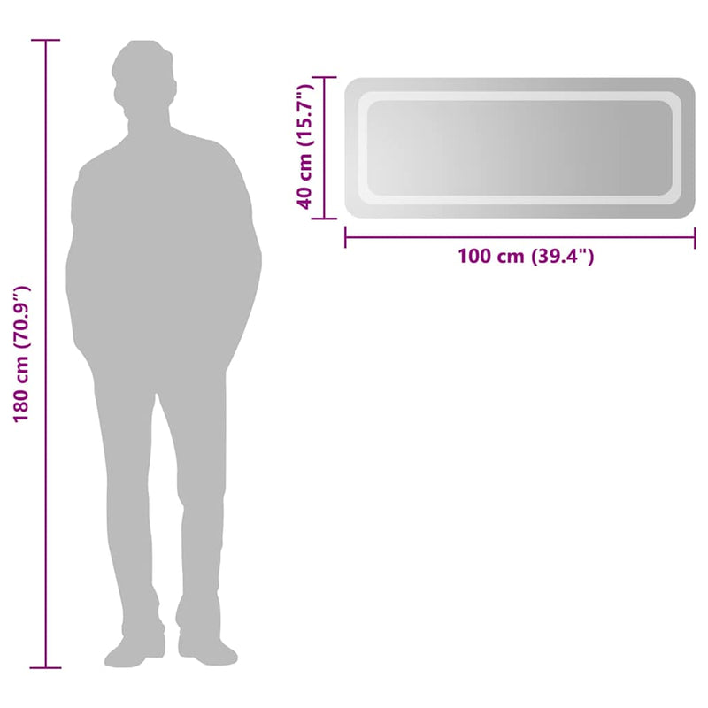 vidaXL LED-es fürdőszobatükör 100x40cm