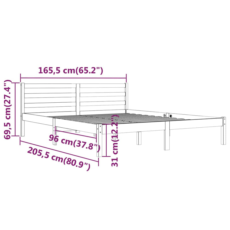 vidaXL fehér tömör fenyőfa ágykeret 160 x 200 cm