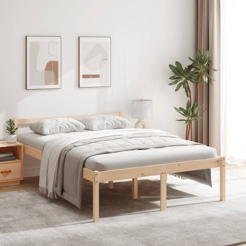 vidaXL Small Double tömör fenyőfa ágy időseknek 120 x 190 cm